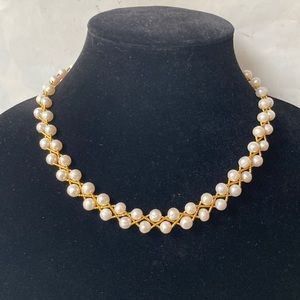 MMA Met Museum Braided Pearls 9k gold necklace  18 EUC